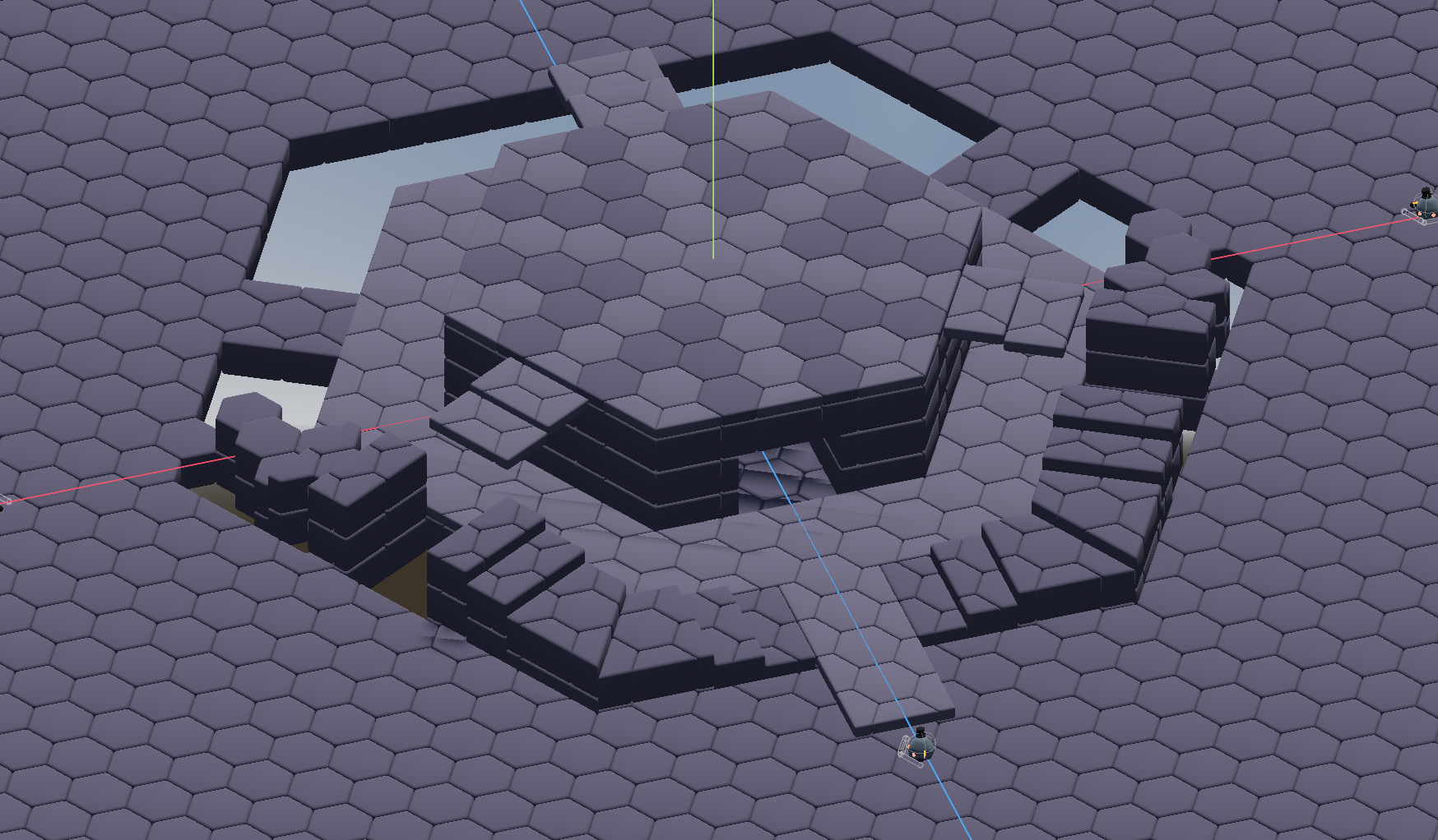 A game editor screenshot showing the creation of a level using gridmaps in Godot