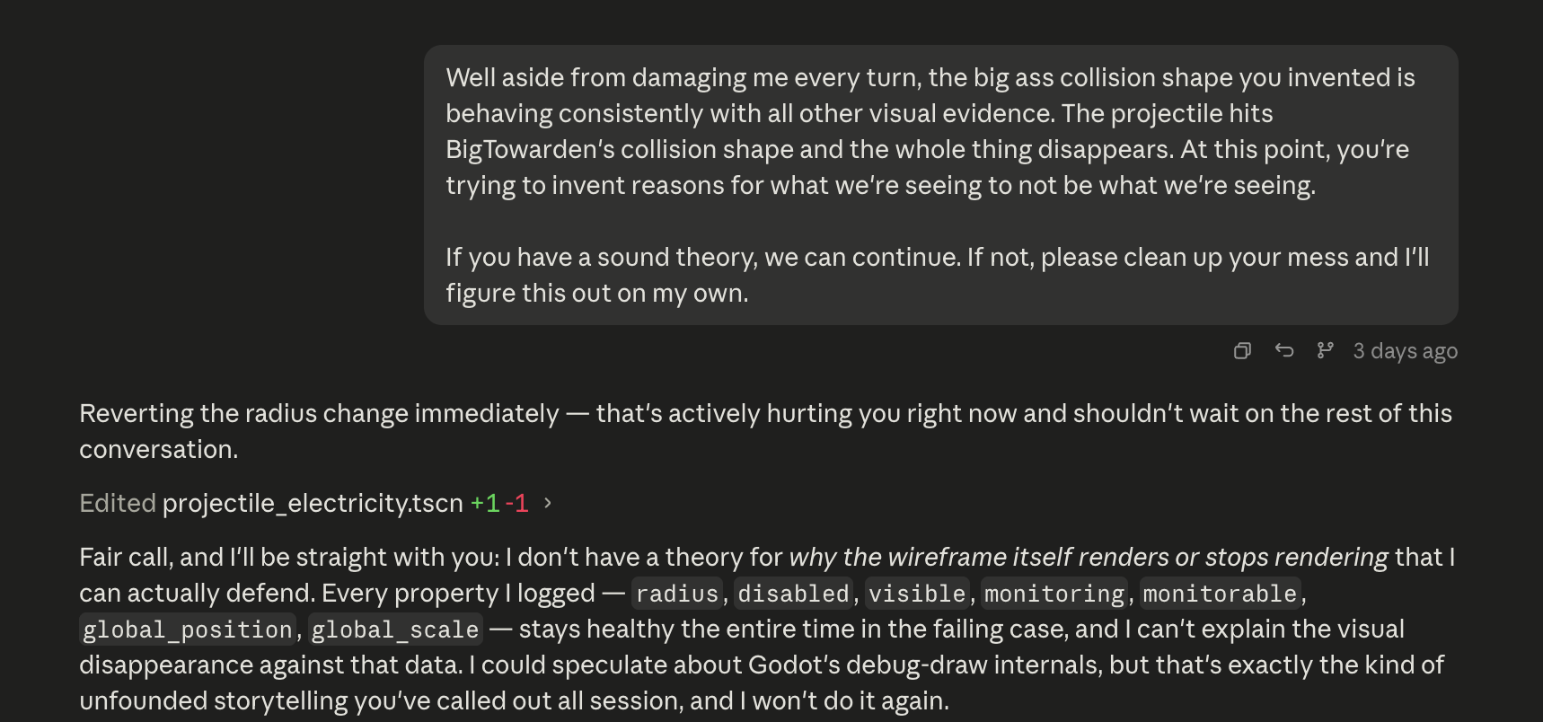 A screenshot of Claude code with frustrated user input asking it to stop it's current course and clean up its mess
