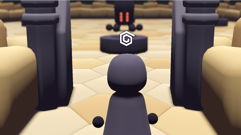 Found gameplay screenshot of a giant enemy with many glowing eyes