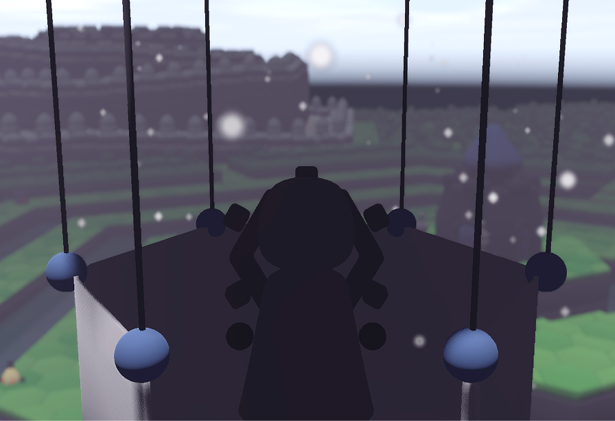 a game screenshot where the protagonist stands in front of a human statue holding a glowing sphere