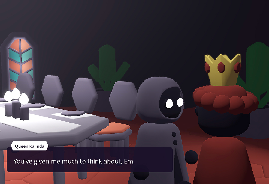 a game screenshot where the protagonist stands in front of a human statue holding a glowing sphere